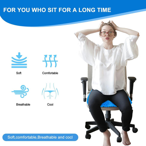 TONINT Large Gel Seat Cushion for Long Sitting with Non-Slip Cover,Soft & Breathable,Seat Cushion