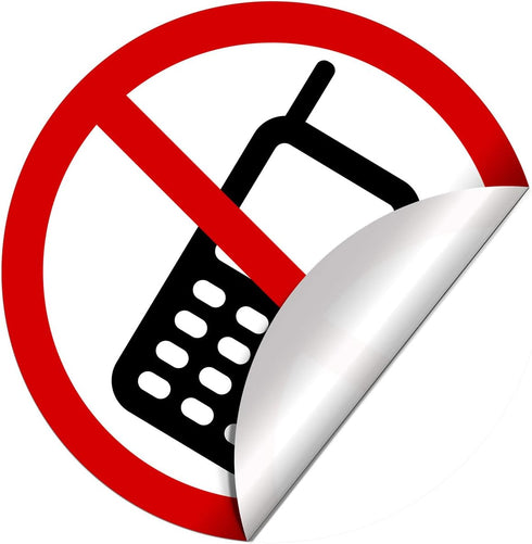 dealzEpic No Cell Phone/Mobile Phone is Prohibited Sign, Self Adhesive Vinyl Decal Sticker, Pack of 4 Pcs