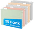 SUNEE Hanging File Folders, Letter Size, Pastel Colors, 25 Count with 1/5-cut Tabs, Heavy Duty Expansion