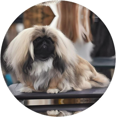 JaoXer 8-Inch Pekingese Dog Round Mouse Pad - Your Desk Companion for Office, Desktop, Laptop, Personal Computers