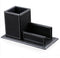 KINGFOM PU Leather Desk Organizer and Accessories, Black Pencil Holder with Business Cards Stand, School Office