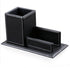 KINGFOM PU Leather Desk Organizer and Accessories, Black Pencil Holder with Business Cards Stand, School Office