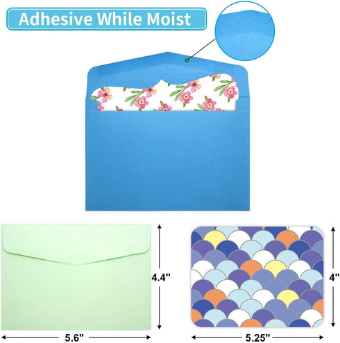 Fancy Land 40 Single Panel Blank Cards with Envelopes, Bright Pattern Watercolor Colorful Greeting Note Cards