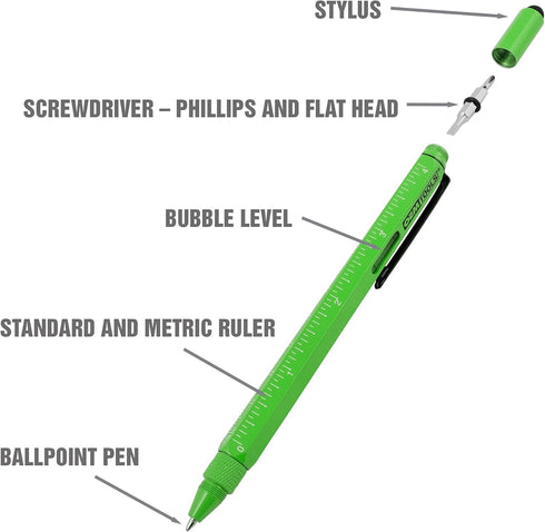 OEMTOOLS 22670 Multi-Tool Pen Set, 2 Piece Ballpoint EDC Pen Stylus Combo, Great Gift for Dad