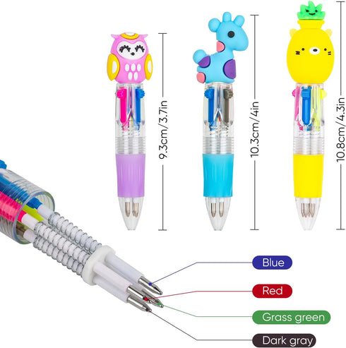 HNSYYF 60-Pack 4-in-1 Multicolor Pen in One - Cute Pens for Kids - Ballpoint Pens, Perfect for Birthday & Children's