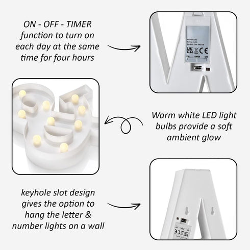 anso 22cm LED Alphabet Letter & Number Light Sign Decorations Lamp for Home Birthday Party Event Night Lights (I)