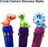 Maydahui 6 Pcs 10-in-1 Multicolor Dinosaur Pens, 10 Colors Shuttle Retractable Ballpoint Pens Fun Cartoon Dino Print