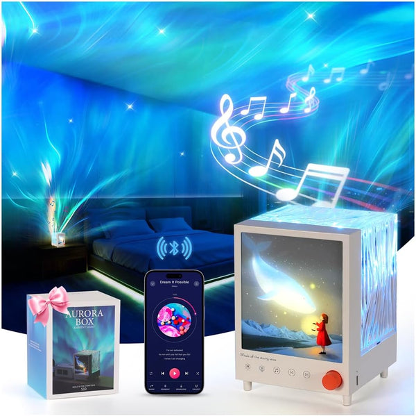 TOBTOS Northern Lights Projector with Bluetooth Speaker & White Noise - 7