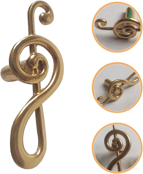 PRETYZOOM Vintage Brass Cabinet Pull Handle for Wardrobe and Drawer, Small Furniture Knob with Note Design, Suitable