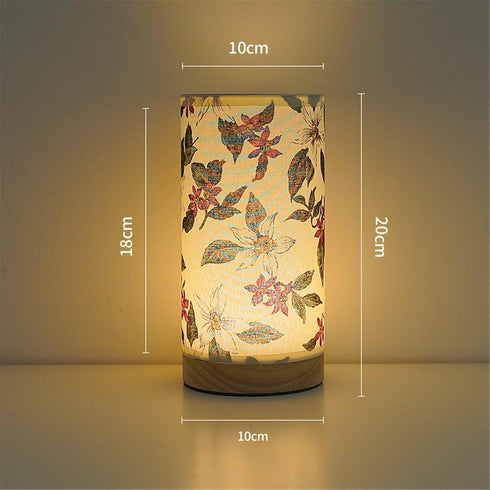 GLOWZE Bedside Lamp Fabric Flower Table Bedroom Atmosphere Three-Color Light Change