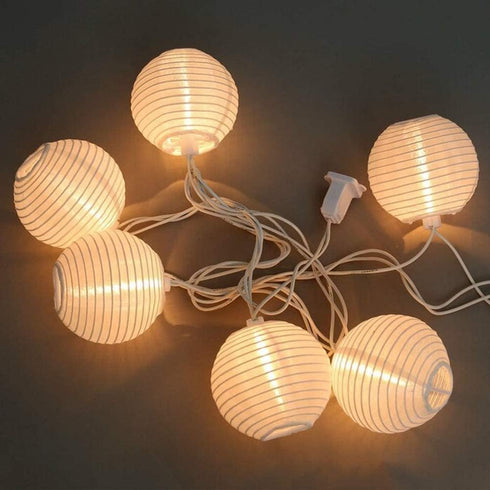 8.5Ft 10 White Lantern String Lights Plug in, Hanging Indoor Decorative String Lights with Cute White Nylon Lanterns