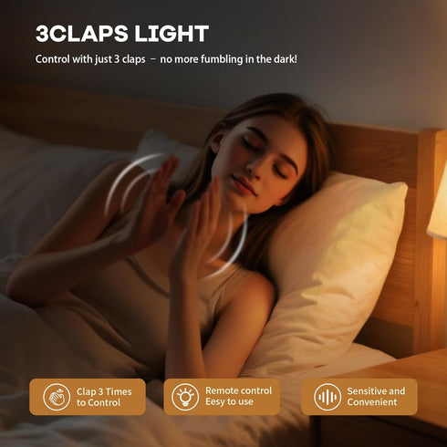 SYSAI 3 E26 Claps Light Pro, Sound Activation on/Off, Clap Detection, Smart Home, can be Used for Bedroom Desk lamp