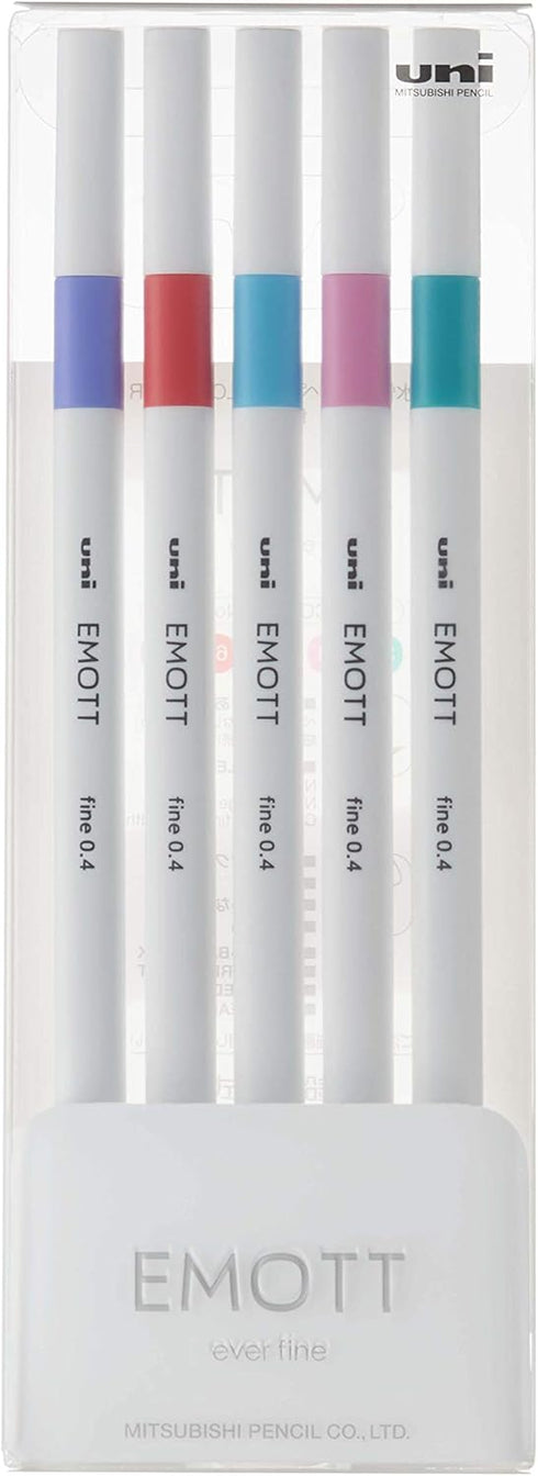 Uniball Emott Fineliner Pen 5 Pack, Vintage Office Supplies, School Supplies, Artist Supplies, Fine Point Smooth Writing