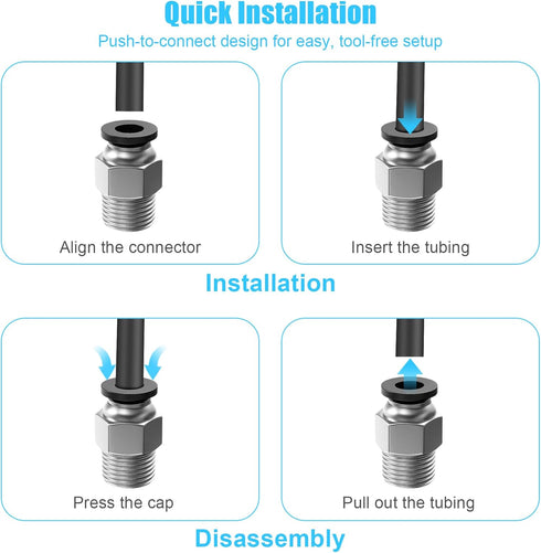 StLiSuYmx 10PCS PC4-M10 E3D-V6, Ender-3 Ender-3 V2 3D Premium Pneumatic Quick Connector Fittings, Bowden Tube Coupler
