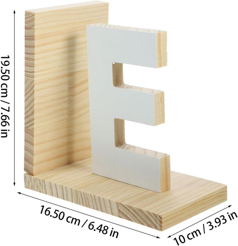 Wooden Letter E Bookends - Stylish Desk Organizer for Books and Files