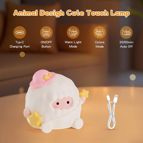 Dimmable 3 7 Baby Night Light, Touch Control Rechargeable Nursery Lamp with Soft Light, Portable Brightness Level