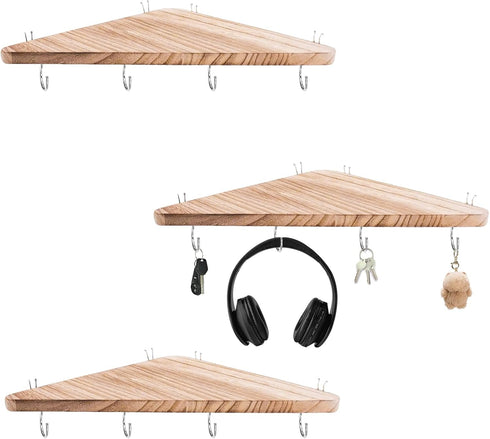 KjsEphitelian Cubicle corner shelf with hook3pcs 16.5in wood triangle cubicile hanging shelves organization
