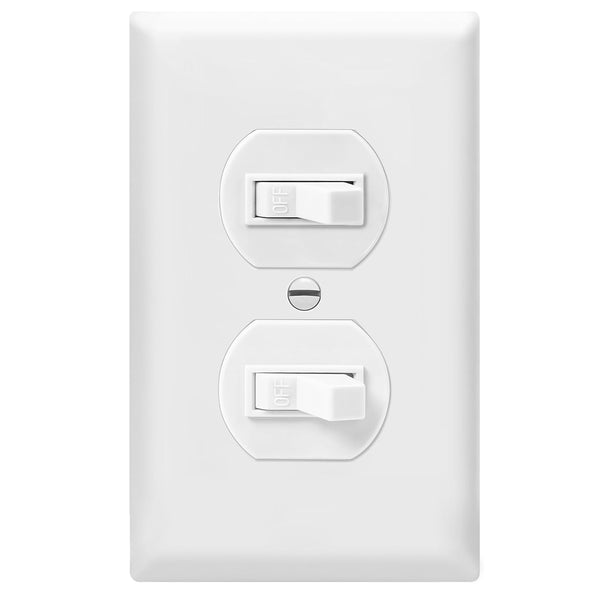 ENERLITES Duplex Double Toggle Light Switch with Wall Plate, Single Pole, Side