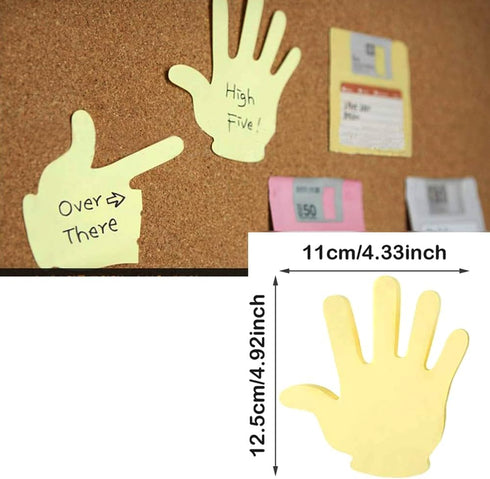 Yellow Fold Write Handy Notes, Hand Shaped Sticky Notes, 90 Sheets