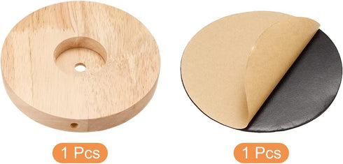 PATIKIL 150mm Wooden Lamp Base, 1 Pack Circular Solid Wood Desk Lamp Stand Replacement for DIY Table Lamps