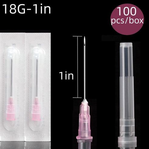100 Pack - 18G 1 Inch Dispensing Needle Sterile with Luer Lock for Industry, Scientific Laboratory, Plant Cultivation Research, Liquids Refiling and Measuring(Individually Sealed Packed)