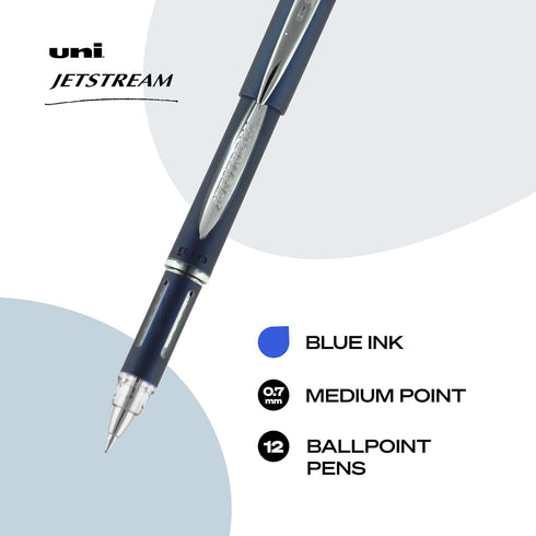 uniball Jetstream Ballpoint Pen - Stick, Fine 0.7 Mm, Blue Ink, Blue Barrel