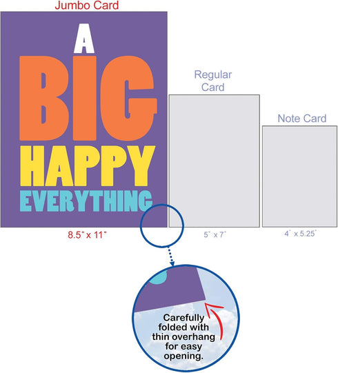 NobleWorks Jumbo All Occasions Greeting Card 8.5 x 11 Inch with Envelope (1 Pack) - Big Happy Everything J6115OCG