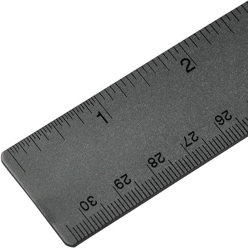 JAM PAPER Strong Aluminum Ruler - 12 Inch Metal Ruler with Non-Skid Cork Backing - Grey Metallic - Sold Individually