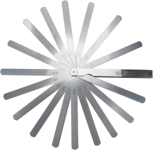 Feeler Gauge 17 Blades, 0.02mm to 1mm Thickness Gap Measuring Tool, 150mm/5.9" Length