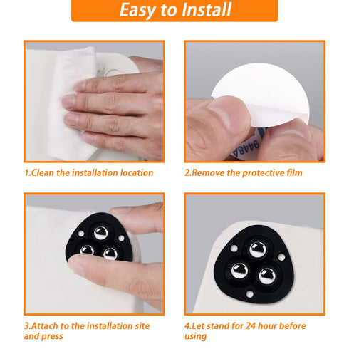 360 (White-16pcs) Self Adhesive Caster Wheels Appliance Rollers for Kitchen Swivel Universal Wheel for Storage Bins