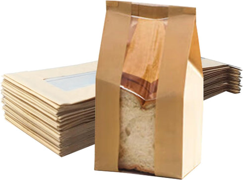Amsthow 30 Pack Small Bread Bags with Window Paper Sourdough Sandwich Fold Loaf