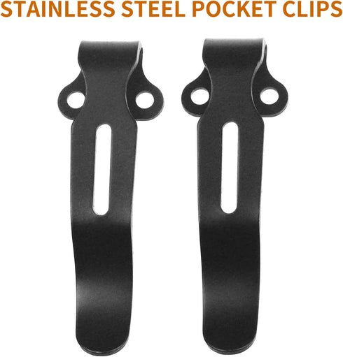 2 Pack Deep Carry Pocket Clips with 4 Screws, Stainless Steel Replacement for Benchmade Bugout 535