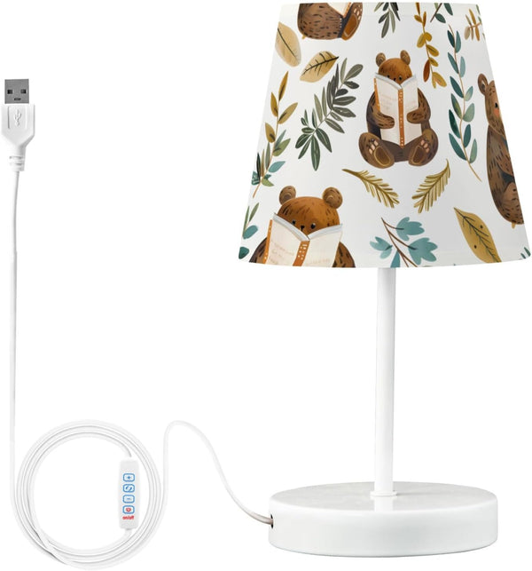 ALAZA Bedside Lamp Bears Read Books Cute Table Lamp for Bedroom Desk