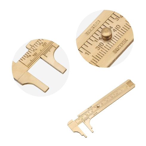 Double Scale Vernier Calipers: Brass Sliding Gauge for Measuring Jewelry (100mm)
