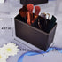 PU Leather Double Compartments Pen Holder for Desk, Square Pencil Organizer and Storage Case