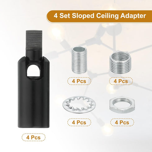 4pcs 180 M10 MECCANIXITY Sloped Ceiling Adapter, Degree Swivel Fine Thread Sloped Ceiling Light Fixture Adapter