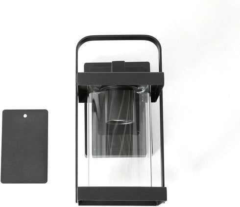 LALUZ Outdoor Wall Sconce, Black Exterior Porch Light Fixtures with Clear Glass Farmhouse Waterproof Outdoor Sconce