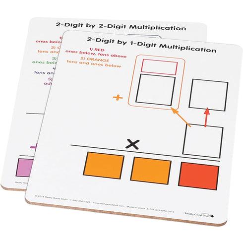 Really Good Stuff Beginning 2-Digit Multiplication Dry Erase Boards, Set of 6 Boards