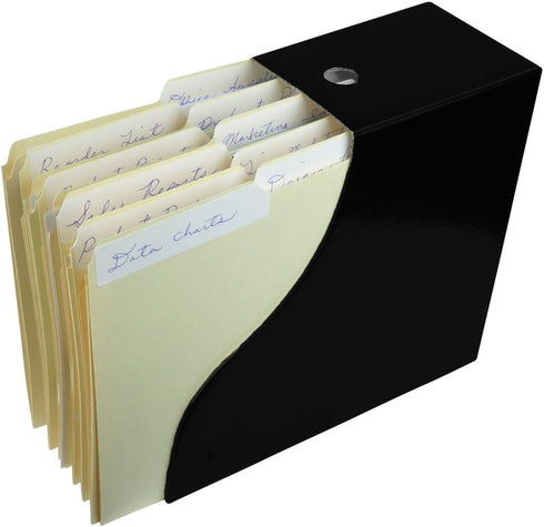 Evelots Magazine File Holder, Set of 12 Black Office Desk Organizer, Sturdy Cardboard with Double Front Panel