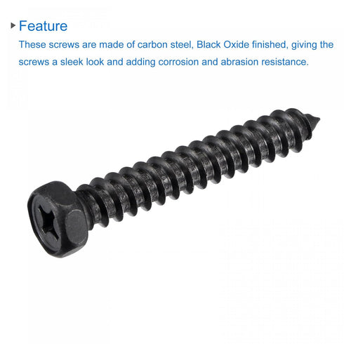 uxcell Hex Lag Screws 5/16" x 2" Carbon Steel Phillips Head Self-Tapping Bolts for Deck Building (10pcs)