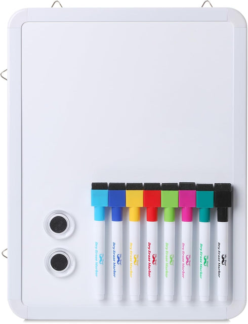 Mr. Pen Dry Erase Board 12.5" x 9.5" with 8 Markers & 2 Magnets, Small Magnetic White Board