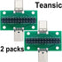2 Pcs USB 3.1 Type-C Male to Female Test Board with PCB Board 24 Pins 2.54 mm Double-Sided Socket with pin Header Connector for Date Line Wire Cable Transfer by Teansic