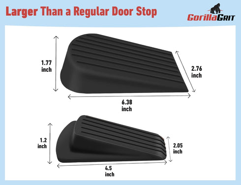 Extra Large Heavy Duty Rubber Door Stoppers, Jumbo Flexible Door Holder, Black 4 Pack Non Marking