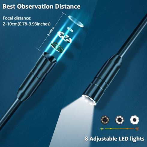 Industrial Endoscope Borescope Camera with Light, 4.3'' LCD Screen, Handheld Waterproof Inspection Camera