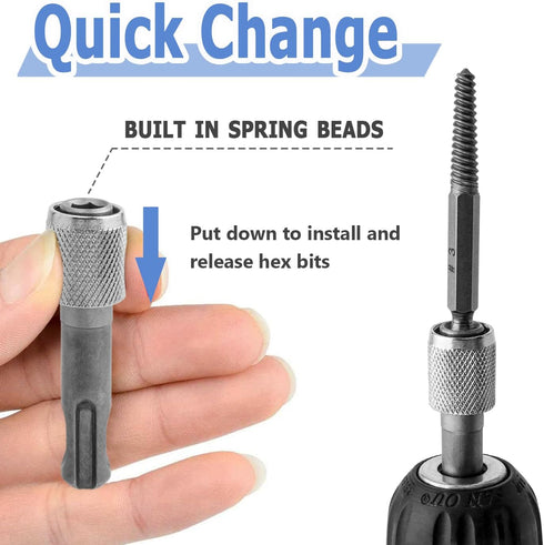 Mesee 5 Pieces SDS-Plus Shank Drill Chuck Adapters, SDS PLUS to 1/4" Hex Socket Adapter Converter for Electric Hammer