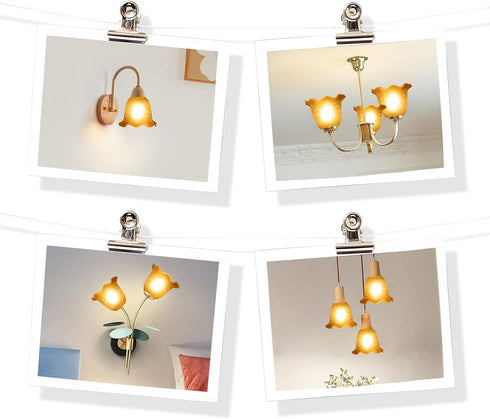 1-5/8-inch E26 Amber Glass Lamp Shade Replacement with Bell Shaped, Fitter Opening for Base, Replacement Glass