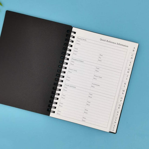 Telephone Address & Birthday Book with Tabs, Black 5x7 inch Address Log Book for Contacts, Phone Numbers, Addresses,