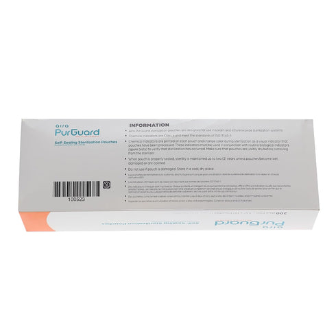 100523 3.50" 10" 200/Bx Aira PurGuard Paper/Blue Film Self-Sealing Sterilization Pouches X