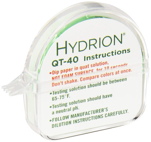 HYDRION QT-40 0-500 Ammonium 15 Quaternary SANITIZER Solution Test Tape for Testing ppm Ranges - QUAT Tape & Color