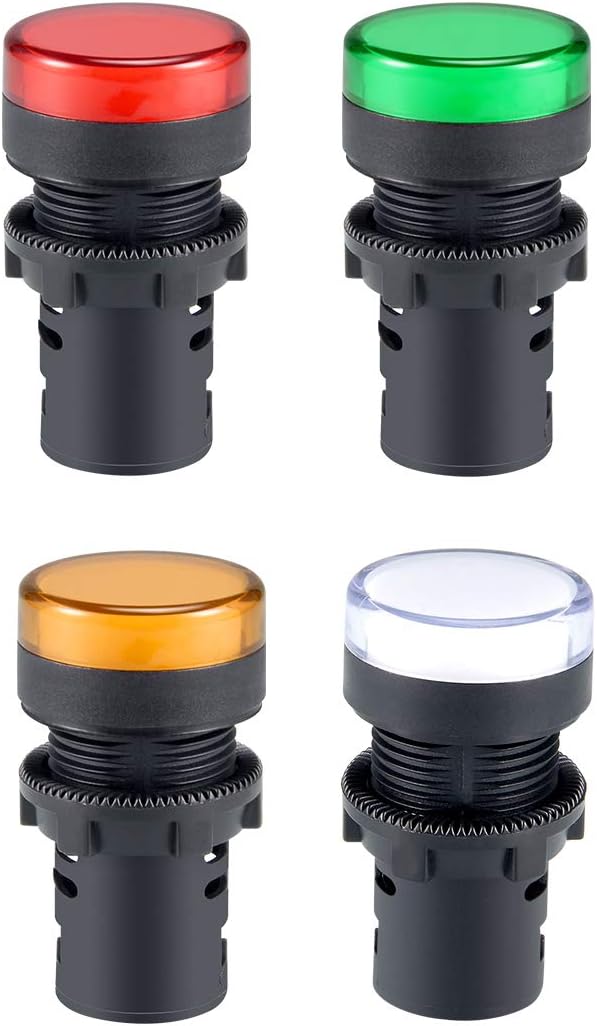 uxcell 4Pcs Indicator Light AC/DC 110V, 22mm Panel Mount for Electrical Control Panel, DIY Projects